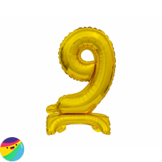 Folija Balon Samostoječi 38cm - Št. 9 Zlate barve Folija Balon Samostoječi 38cm - Št. 9 Zlate barve